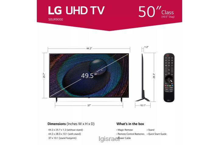 טלוויזיה| LG 50 אינץ' מסדרת ur9000 led 4k uhd smart webos 23 w/ thinq ai tv 6TDNN253