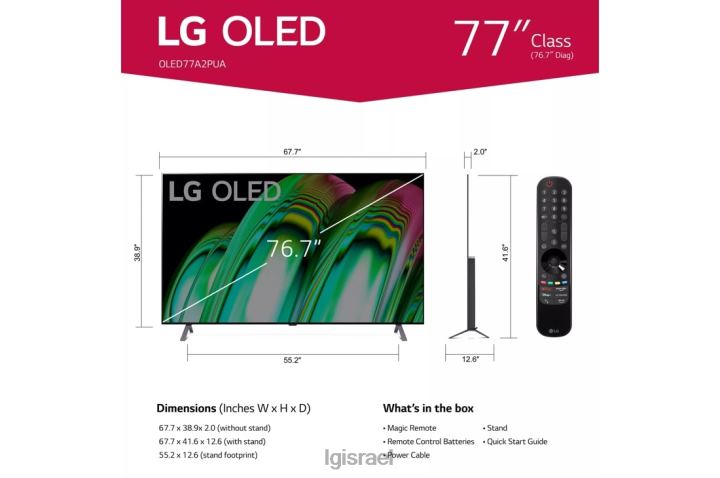 טלוויזיה| LG 77 אינץ' class a2 סדרה 4k oled web os s22 w/thinq ai tv oled77a2pua 6TDNN280