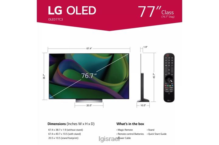 טלוויזיה| LG 77 אינץ' class c3 series oled evo 4k uhd smart webos 23 w/ thinq ai tv 6TDNN282