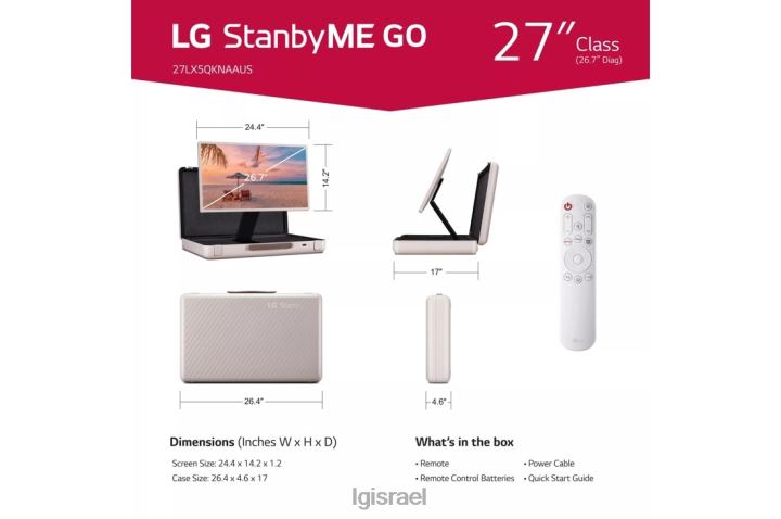 טלוויזיה| LG מסך מגע של stanbyme go 27 אינץ' בעיצוב תיק 6TDNN255